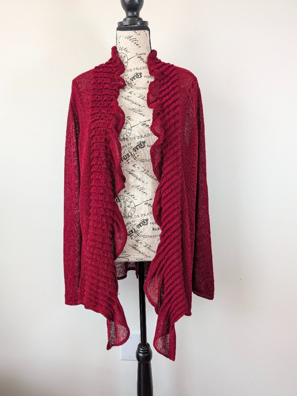 Eileen Fisher Women’s 2X Maroon Open Front Cardigan